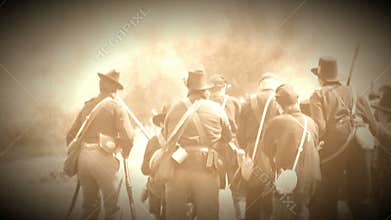 Civil War soldiers in the heat of pitched battle (Archive Footage Version)