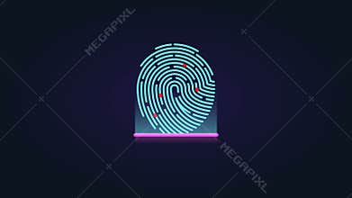Fingerprint scanning video. Finger print access granted animation