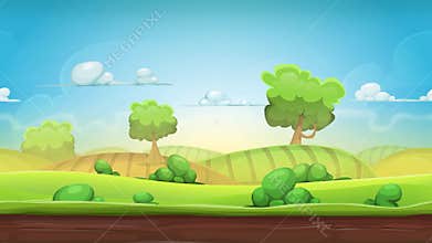 Cartoon country landscape animation loop