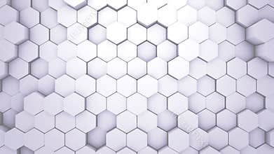 Abstract Hexagon Geometric texture. White Surface illustration. Light hexagonal grid pattern background, randomly wave
