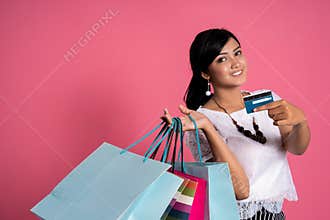 Women shopping In the summer with credit card