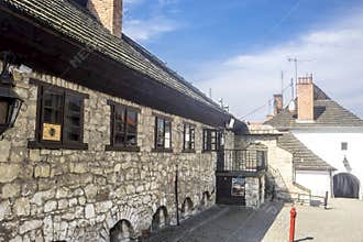 The wall of the old synagogue, built of limestone.