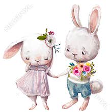 Cute couple of hares