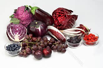 Vegetables and fruits purple colored