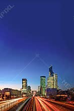 Sunset at Paris Modern Buildings