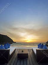 Relax time at sunset beach