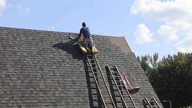 Roofer Installing Roof