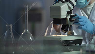 Scientific lab experts introducing new trends for skin care in cosmetology