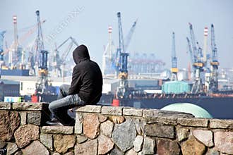 Unemployed in the port of Hamburg in Germany
