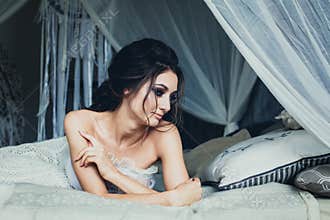 Romantic Young Woman with Wedding Hair