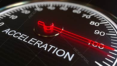 Acceleration meter or indicator conceptual animation