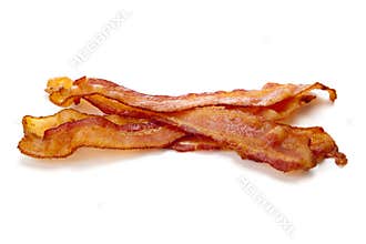 Slices of bacon on white