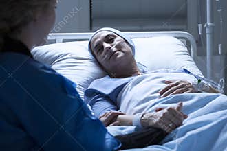 Family member and sick woman