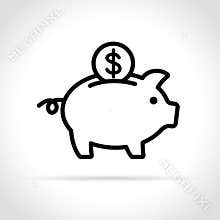 Piggy bank icon on white background