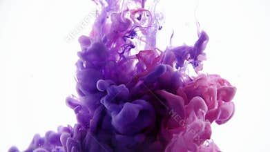 Colored ink spreading in water colored smoke, overlapping frame from top to down. Good curtain-looking effect. Fluid