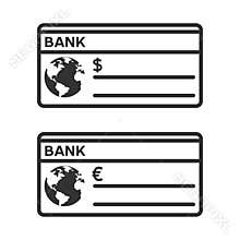 Bank Check Outline Flat Icon on White