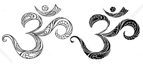 Contour symbol Om on white background