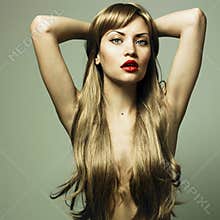 Beautiful woman with green eyes