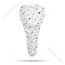 Abstract design dental implant Icon,isolated from low poly wireframe on white background. abstract polygonal image mas