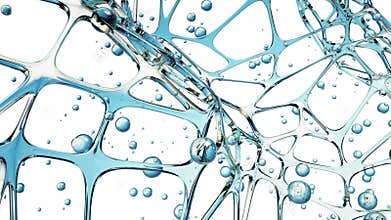 Abstract blue water connected molecule background. Abstraction, creativity concept. 3D 4K