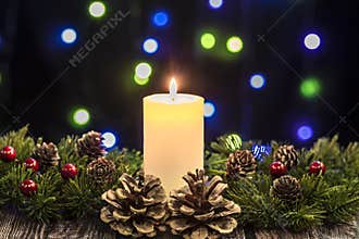 Christmas candles and colored lights