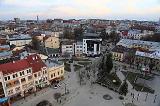 Top view on the city from Ratusha or Town Hall in Ivano-Frankivsk city, Ukraine