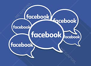 Facebook speech bubbles. Clean vector symbol. Social media, networking and communications.