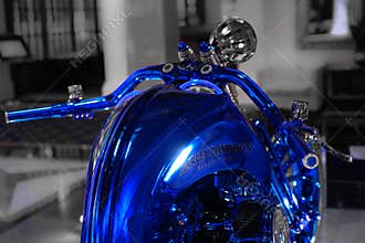 Handlebars of Harley-Davidson Blue Edition, the most expensive motorbike in the world