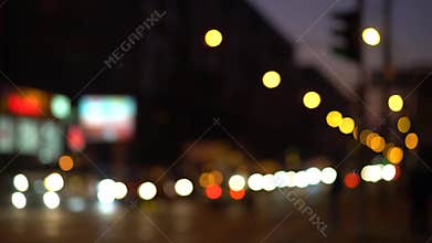 Car headlights and tail lights out of focus