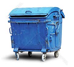 Old metal garbage container