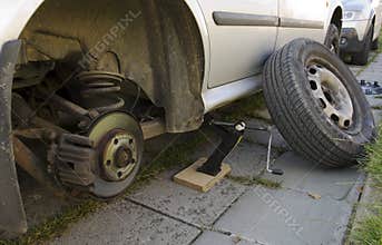 Changing of car`s wheel