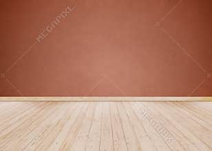 Empty Room background and Red cement wall with Wooden