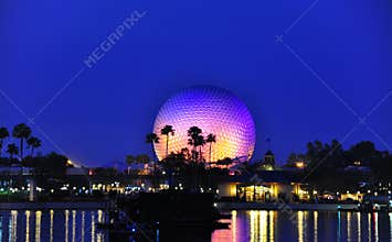 Epcot Globe at night time