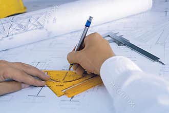 Architect draws a blueprint