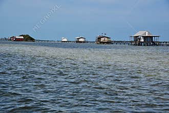 Fish houses in the Pineland waterway, Florida