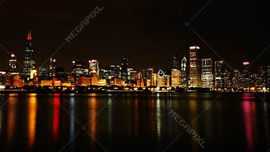 Chicago city night skyline