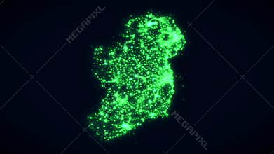 Animated Green St Patrick`s Day Flickering Lights of Ireland from Space