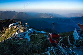 Fansiipan peak highest mountain in lao cai province of vietnam a