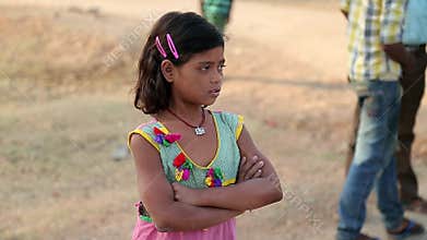 April 2016. India. Bihar. Scared poor indian village children.