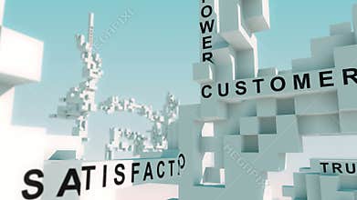 Brand Commitment words animated with cubes