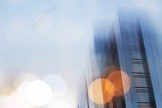 Abstract business modern city urban futuristic architecture background. Real estate concept, motion blur, reflection in