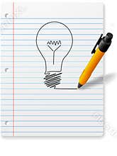 Pen drawing idea light bulb notebook Paper
