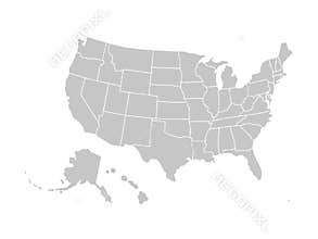 Blank similar USA map isolated on white background. United States of America country. Vector template for website