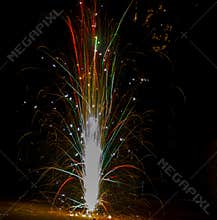 Colurful tubri anar firework during diwali festival durga kali puja dusshera india