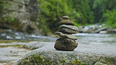 Stone Troll, with forest and mountain river at background