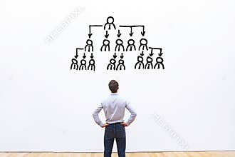 Delegation concept, ceo delegating tasks to employees