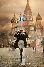 Young woman in Moscow Red Square