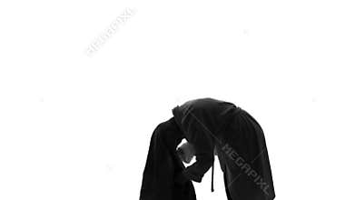 Woman wearing bathrobe drying her hair with towel after morning shower, beauty