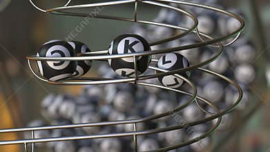 Lottery balls make up LUCK word. 3D animation