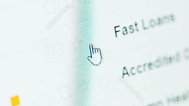 Macro shot of email inbox browsing on a computer monitor